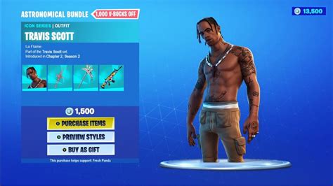 travis scott fortnite skin worth